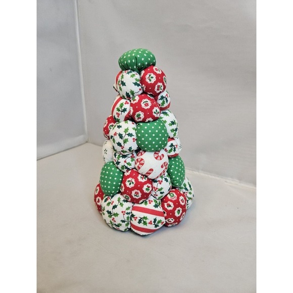 Two Fabric Stuffed Christmas Trees Handmade Table Decoration Holiday Decor - Picture 10 of 16
